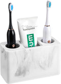 Luxspire Toothbrush Holder, 3 Slots Electric Toothbrush and Toothpaste Holder, Bathroom Countertop Storage Bathroom Accessories Toothbrush Stand for Vanity Counter Organizer Caddy - Gravel White