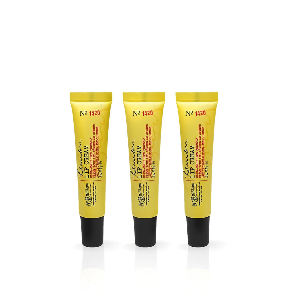C.O. Bigelow Lemon Lip Cream Tubes, Pack of 3 Lemon Lip Balms with Shea Butter, Bulk Lip Balm Set, 0.5 oz
