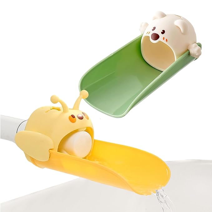 2 Pack Faucet Extender for Toddlers,Kids Sink Extender for Bathroom,Kitchen,Bathtub,Food Grade Silicone,Sink Extender for Toddlers(Yellow,Green)