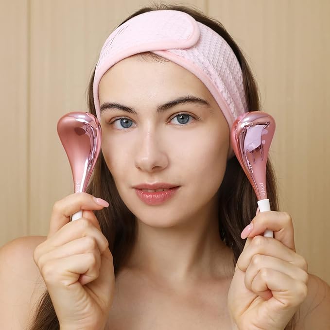 pfefe Cryo Sticks for Face, Ice Globes Cryo Globes for Facials, Esthetician Supplies Gifts, Unbreakable Stainless Steel Ice Roller Cooling Spa Balls with Storage Case