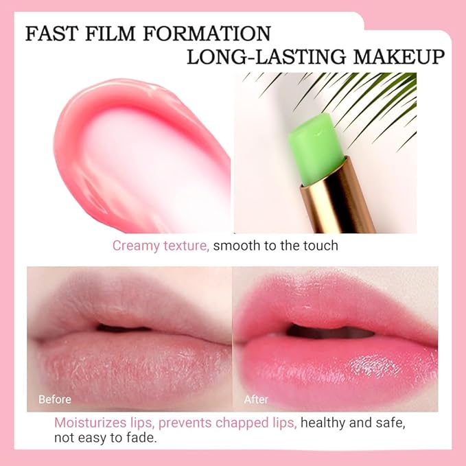 BINGBRUSH Peach Color Changing Lipstick,Moisturizer Long Lasting Lip Care Lip Balm Magic Lip Gloss Lip Tint Stain Gloss Set for Women (1pc Aloe vera)