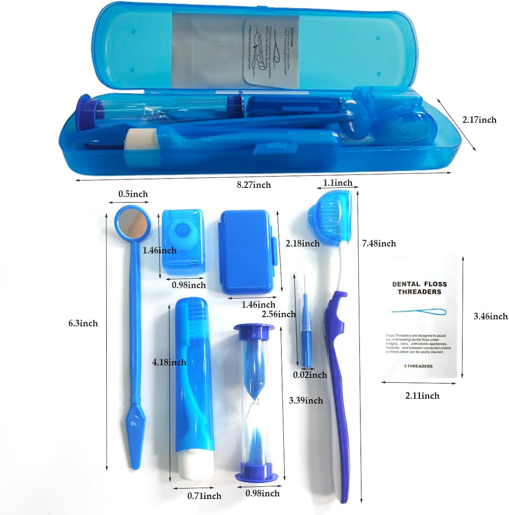 8Pcs Braces Cleaning Kit Portable Orthodontic Oral Care Kit for Teeth Interdental Brush Brace Wax Dental Floss Oral Mirror