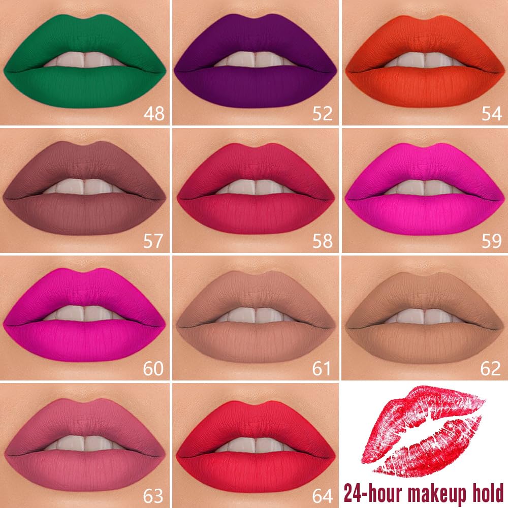 1Pcs 2 in 1 Hot Pink Matte Lip Liner and Liquid Lipstick Stain Makeup Set for women, Hot Pink Long Lasting Smudge Proof Lip Tint Matte Finish Lip Gloss for All-Day Color Hold Easy to Use 59#
