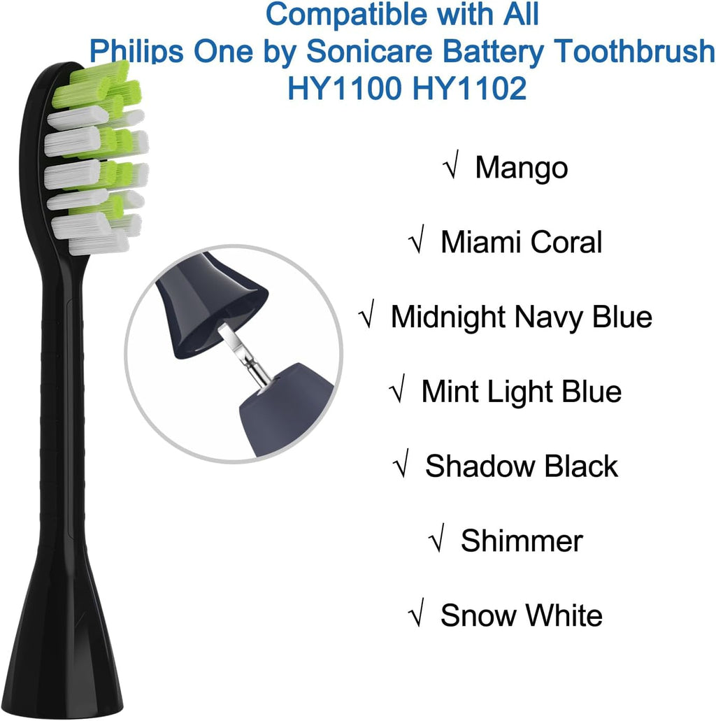 One Series Replacement Toothbrush Heads Pisonicleara Compatible with sonicare Philips One Series BH1022/03 HY1100/02 HY1102 (8-pc) Battery Brush, Mango Snow White