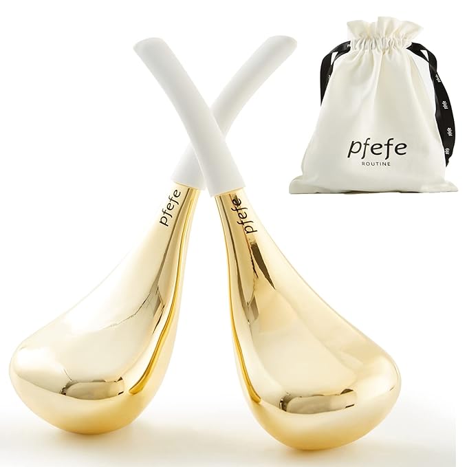 pfefe Cryo Sticks for Face, Ice Globes Cryo Globes for Facials, Esthetician Supplies Gifts, Unbreakable Stainless Steel Ice Roller Cooling Spa Balls with Storage Case