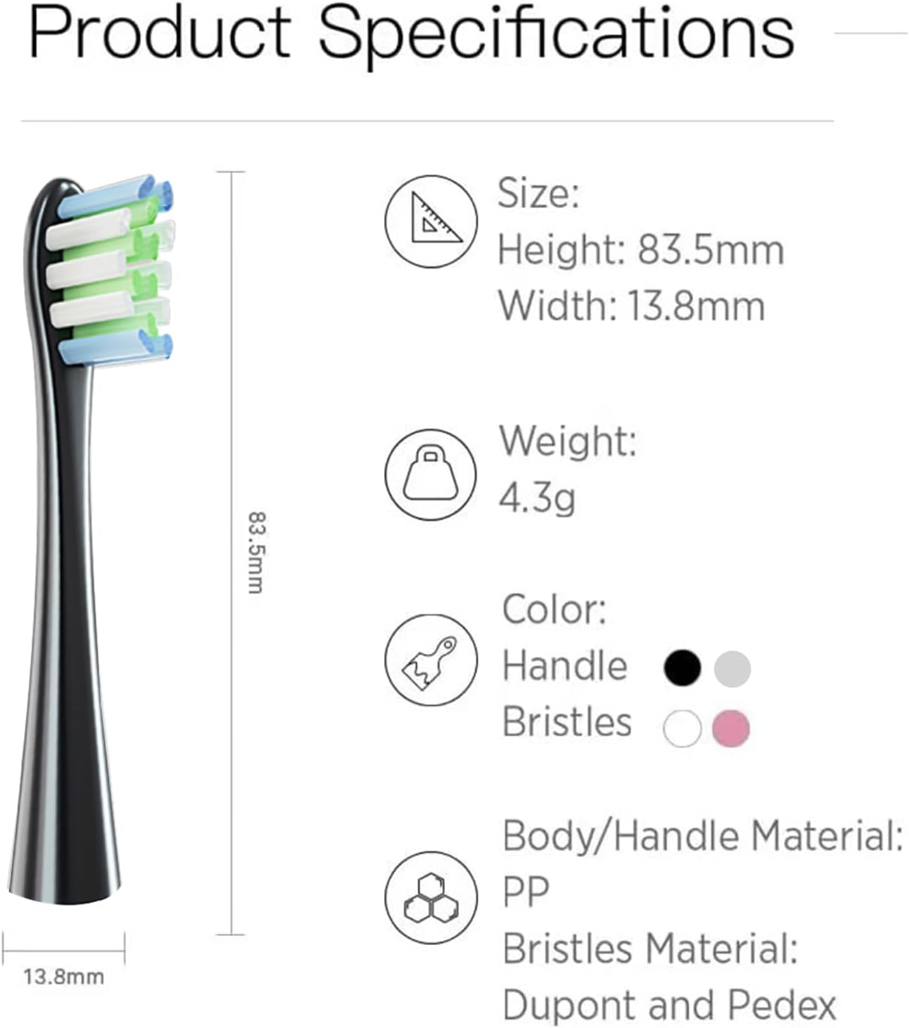 GTHUNDER 8Pcs Electric Toothbrush Heads Suitable for Oclean.with Hygienic Caps,Vacuum-Packed.Fits Adapted for All Oclean Models x pro Elite, X, X Pro,Flow,F1,Air 2(Black)