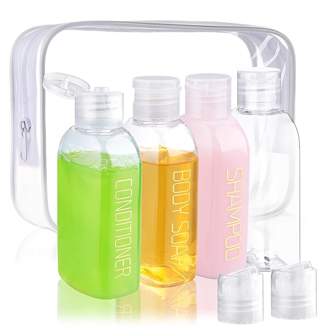 Cosywell Leakproof Squeeze Bottles Travel Kit - 4pc 3.4 oz TSA Approved for Shampoo, Conditioner and Toiletries