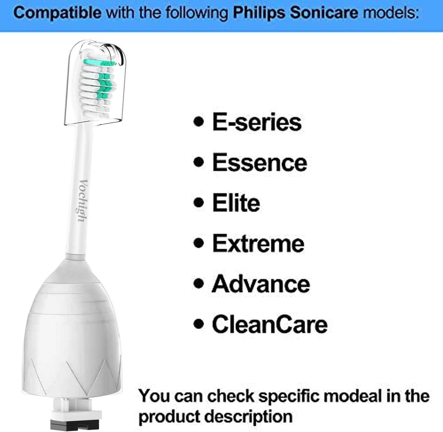 Replacement Toothbrush Heads Compatible with Philips Sonicare: fit Sonicare E-Series HX7022/66, Cleancare & Advance Screw-On Electric Brush Handles, 6 Pack