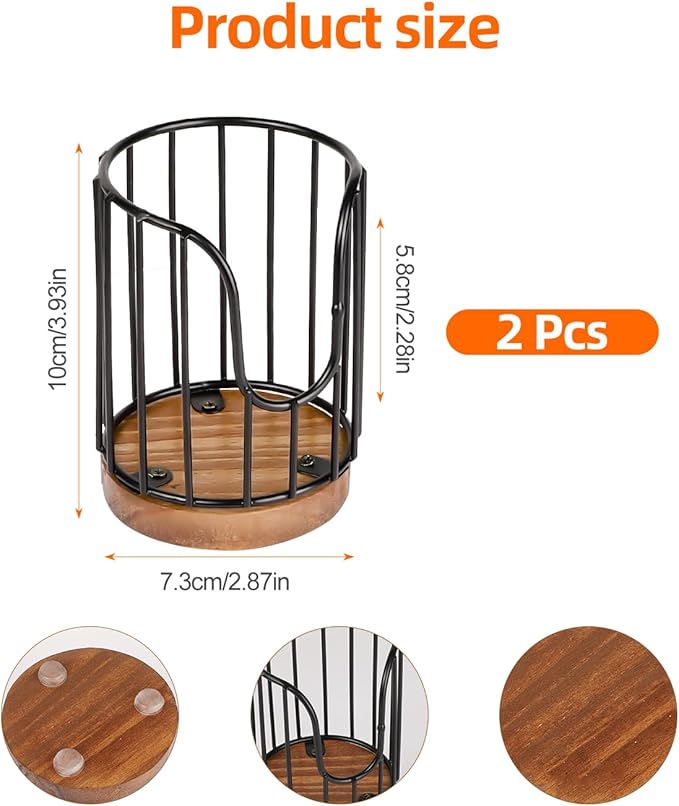 2PCS Rural Style Bathroom Cup Dispenser, Small Disposable Paper Cup Holder, 3oz Disposable Mouthwash Cup Storage Rack, Iron Bathroom Organizer