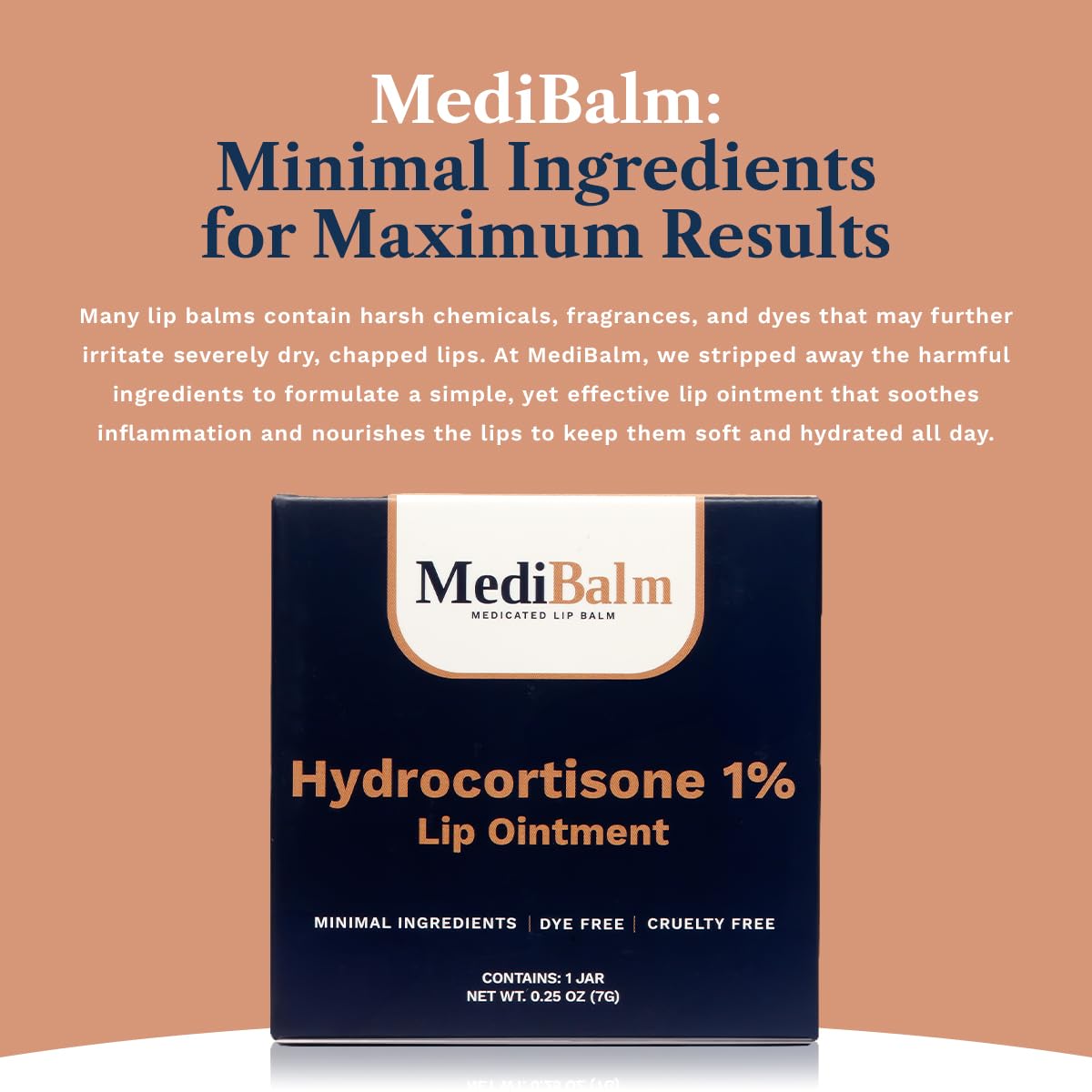 1% Hydrocortisone Lip Balm – Petrolatum-Free Relief for Chapped, Dry, or Irritated Lips due to Accutane, Isotretinoin associated Cheilitis, Weather Damage, and more - Unflavored