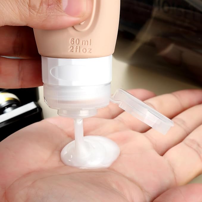 Travel Bottles for Toiletries, Tsa Approved 2oz Travel size Bottles, BPA Free Leak Proof Travels Toiletry Containers, Traveler Accessories with Toiletry Bag for Shampoo Liquid (4 Pack)