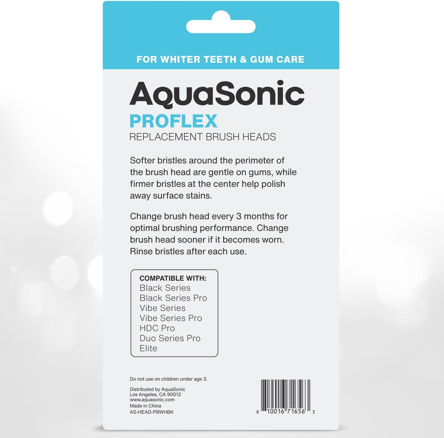 AquaSonic Proflex Replacement Brush Heads | ADA Accepted | for Whiter Teeth & Gum Care | Compatible with Many AquaSonic Toothbrush Handles (8 Pack White)