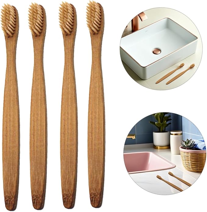 8pcs Toothbrush Natural Biodegradable Handles Soft Bristles Gentle Gums Travel-Friendly Oral Care