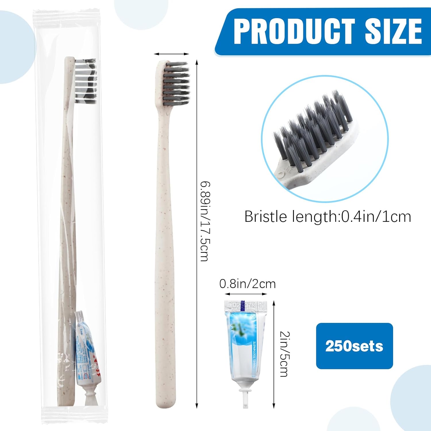 Uiifan 250 Sets Disposable Toothbrushes with Toothpaste Bulk Individually Wrapped Travel Toothbrush Kit Soft Bristle Tooth Brushes Homeless Supplies for Hotel Shelter Nursing Home Charity Donation