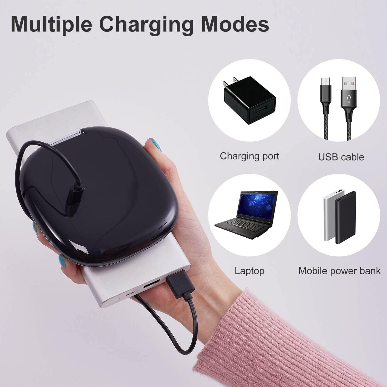 Mocado Compact LED Magnifying Travel Makeup-Mirror - 4 inches 1X/10X Magnification Small Hand Pocket Dimmable Double Sided USB Rechargeable Touch Screen, Portable Tabletop Cosmetic (Black)