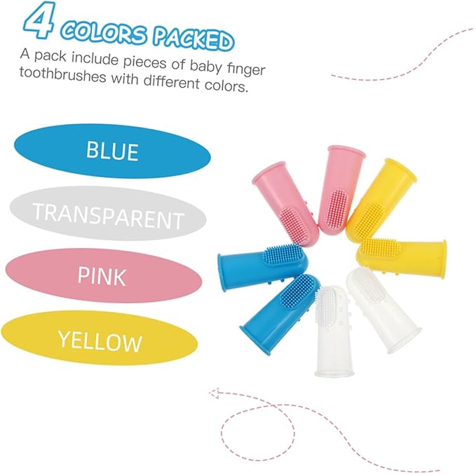 12Pcs Finger Toothbrush Silicone Oral Cleaner Tongue Brush Soft Bristles Ergonomic Fit for Gentle Gum Massage and Deep Plaque Removal