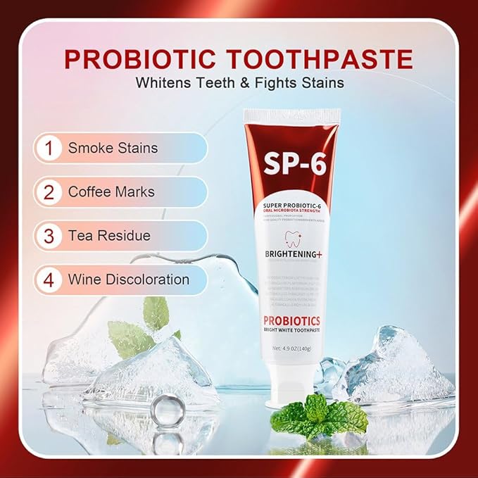 SP 6 Whitening Toothpaste with Probiotics - Supports Oral Health, Fights Plaque & Brightens Smile