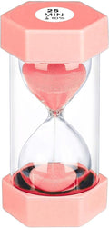 25 Minute Hourglass Sand Timer, Plastic Sandglass Watch Timer, Unbreakable Green Sand Clock Hour Glass 25 Min for Classroom, Games (Pink)