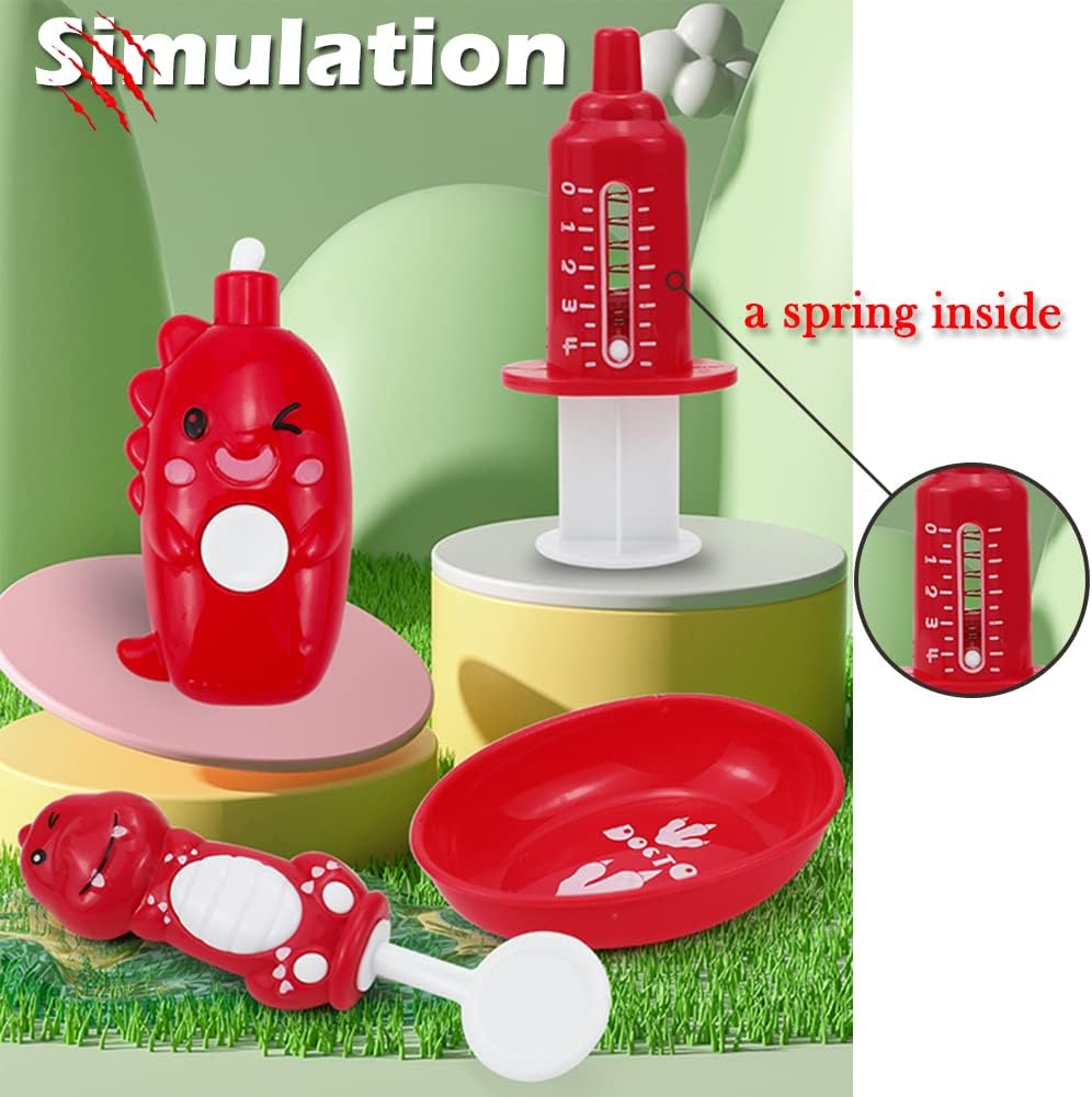 10PCS Plastic Dinosaur Simulation Dentist Play Set Animation Medical Kit Pretend Toy for Kids Hygienic Habbit Cultivation Role Play Game for Children 5 Models OPP Bag Packaging (Yellow)