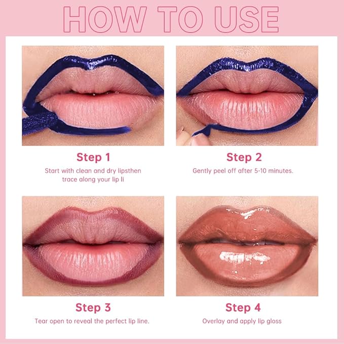 Peel Off Lip Liner & Gloss Stain in Soft Rosy – Tattoo-Like Peel Off Lip Stain Liner + Hydrating High Shine Peach Pink Gloss, Long-Lasting Waterproof Smudge-Proof Duo for Fresh Rosy-Peach Lips 3