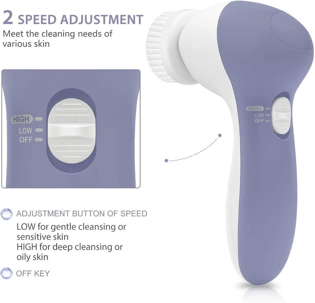 Facial Cleansing Brush Face Scrubber: CLSEVXY Electric Face Spin Cleanser Brushes with 6 Brush Heads for Deep Cleansing, Gentle Exfoliating, Removing Blackhead, Massaging