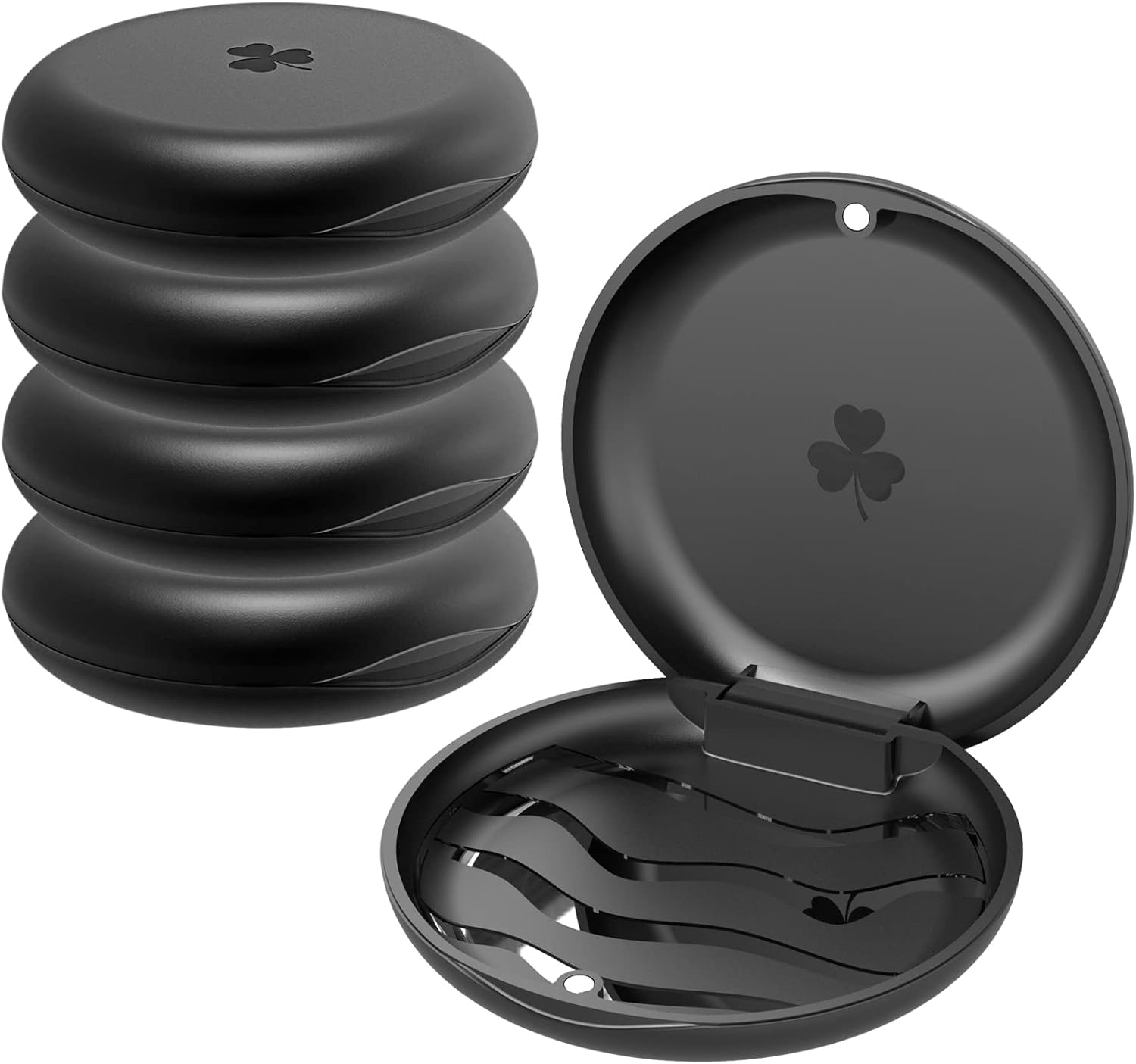 (5 Pack) Retainer Case,Solid Orthodontic Retainer Case-Black