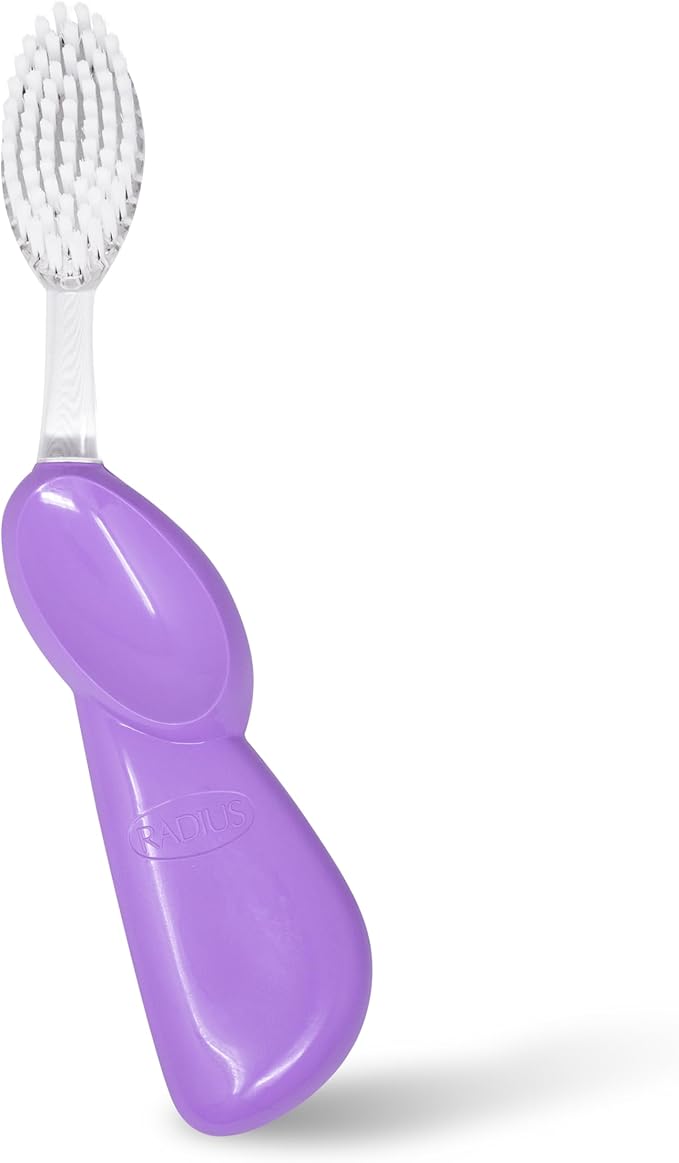RADIUS Toothbrush Big Brush with Replaceable Brush Head BPA Free ADA Accepted - Right Hand - Pastel Lavender Brush with Pastel Lavender Case