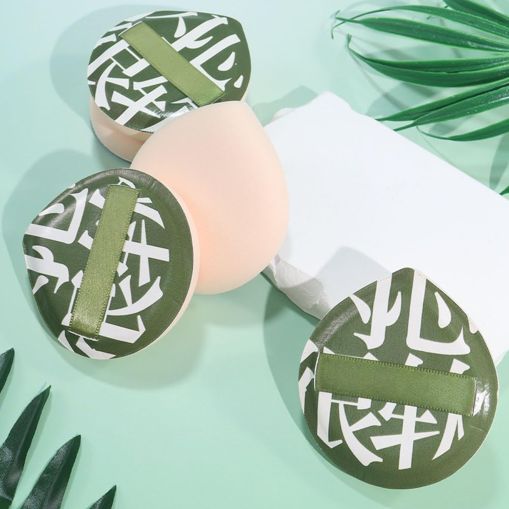Makeup Sponge for Foundation Concealer and Powder,Latex Free Blender Sponge for Natural and Easy Makeup Soft Long Lasting Beginner-friendly,Travel Size Beauty Makeup Tools (Green XL 5 Pcs)