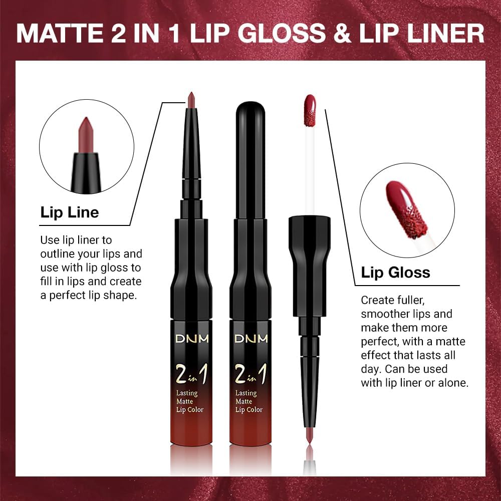 1Pcs 2 in 1 0xblood Red Matte Lip Liner and Liquid Lipstick Stain Makeup Set for women, Red Long Lasting Smudge Proof Lip Tint Matte Finish Lip Gloss for All-Day Color Hold Easy to Use 30#