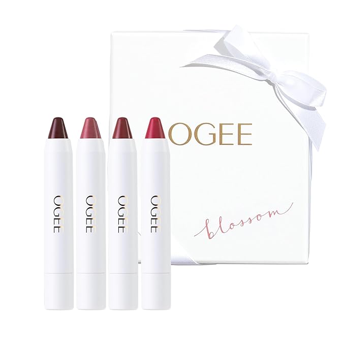 Ogee Tinted Sculpted Lip Oil - Blossom 4 Piece Gift Set - Made with 100% Organic Coconut Oil, Jojoba Oil, and Vitamin E - Best as Lip Balm, Lip Color or Lip Treatment