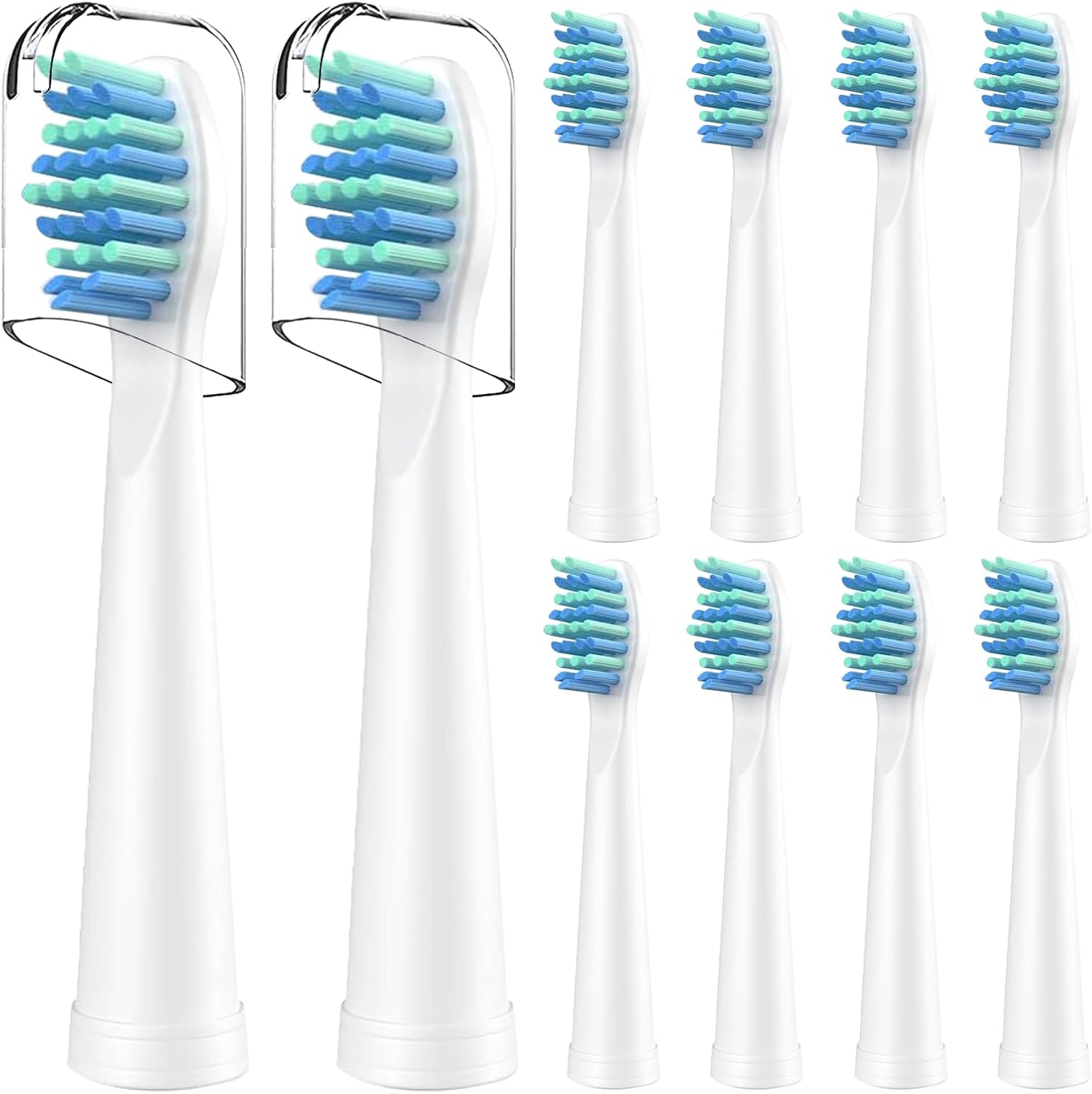Electric Toothbrush Heads Compatible with TEETHEORY Sonic and Fairywill - Replacement Brush Heads Compatible with FW-507/508/551/610/659/719/909/917/959,FW-D1/D3/D5/D7/D8, 10 Pack, White