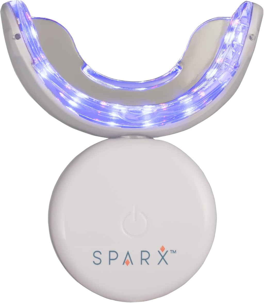 SPARX Wireless Teeth Whitening Kit with LED Light for Sensitive Teeth Remove Stains Like Coffee, Smoking, Wine. Whiten Smile for Long Lasting Results, Includes 3 Gel Syringes, 1 Dual LED Mouthpiece