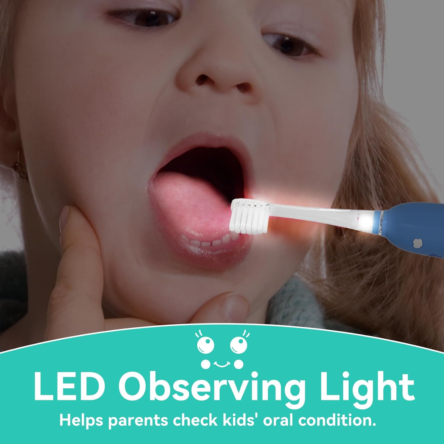 SEAGO Kids Electric Toothbrushes Rechargeable, Toddler Electric Toothbrush with Magnetic Charging, LED Observing Light, 8 Toothbrush Heads for Ages 2-4-6 Boys Girls (Navy Blue)