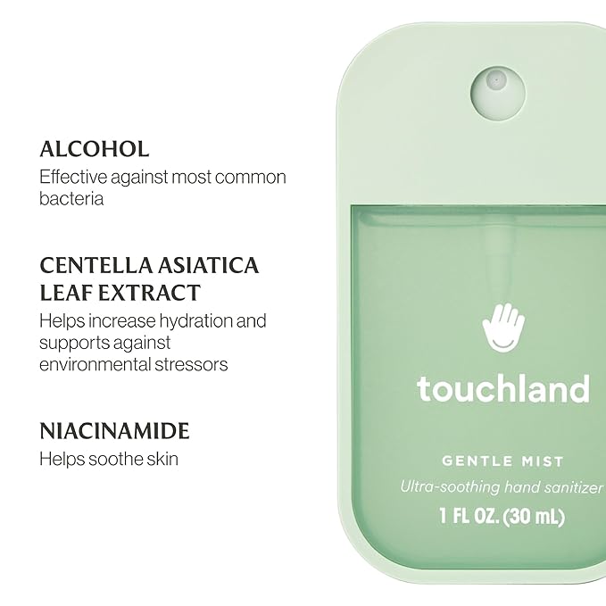 Touchland Glow Mist + Gentle Mist + White Mist Case, Scented and Stylish Hydrating Hand Sanitizer Spray Bundle, Travel Size Friendly