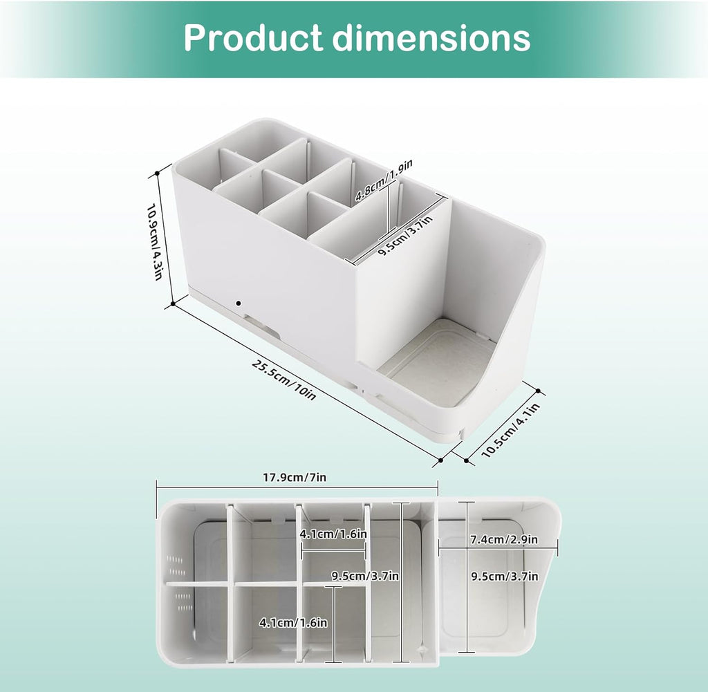 Toothbrush Holder for Bathroom Organizer with Diatom mud Board，Detachable 8 Slots Kids Electric Toothbrush Holder and Toothpaste Stand for Countertop Accessories Storage (White)