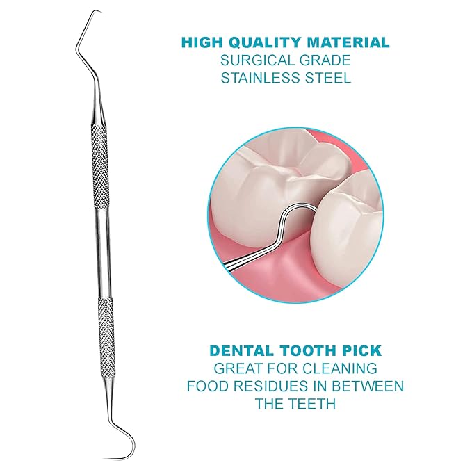 Professional Dental Tools - Dental Pick, Dental Scaler for Tartar Plaque Remover Tooth Cleaner Teeth Scraper Dentist Hygienist Kit Sickle Scaler Teeth Cleaning Set Stainless Steel 2 Pc By Krisp Beauty