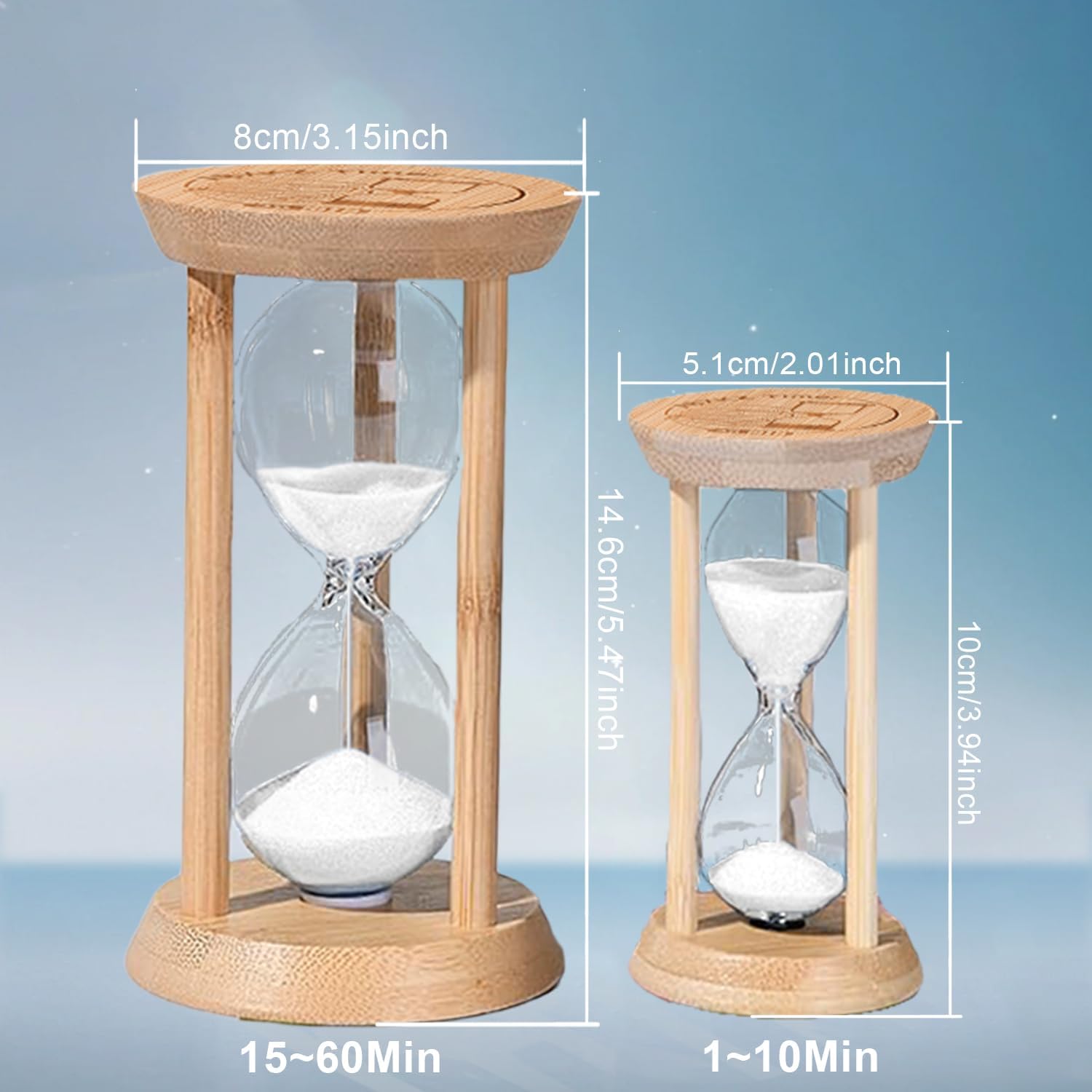 3 Minute Sand Timer, Wooden Hourglass, White Sandglass, Mini Sand Clock 3 Min,Mini Sand Watch for Toothbrush Time, Egg Timer, Game, Desk Decor & Gift
