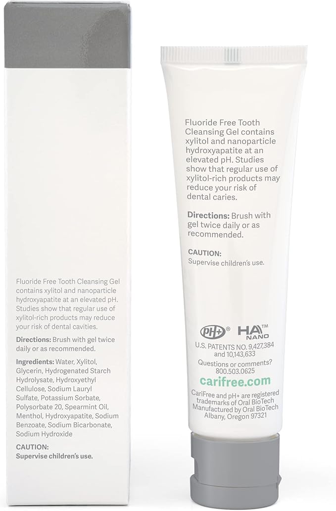 CariFree Fluoride Free Gel Soft Mint Flavor, Neutralizes pH, Freshens Breath and Moistens Mouth, Dentist Recommended for Oral Care, Toothpaste Replacement 2.3 Ounce (Pack of 4)