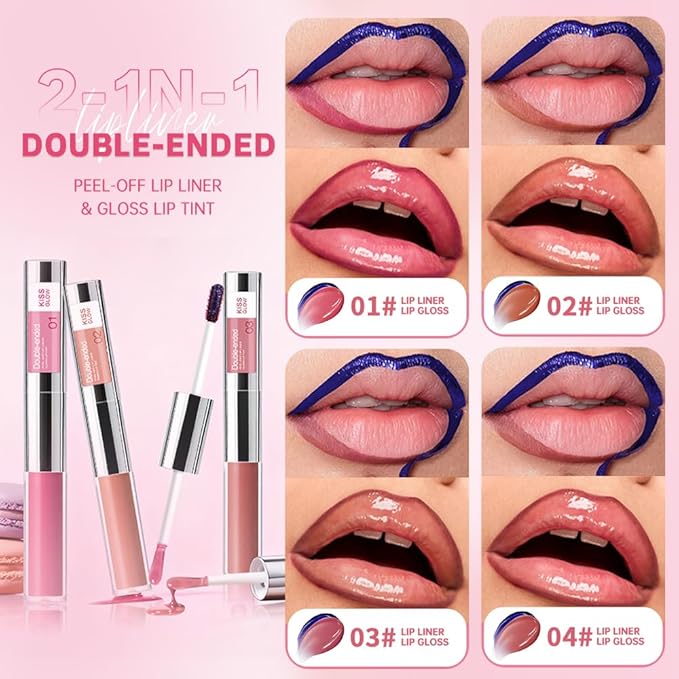 Peel Off Lip Liner & Gloss Stain in Soft Rosy – Tattoo-Like Peel Off Lip Stain Liner + Hydrating High Shine Peach Pink Gloss, Long-Lasting Waterproof Smudge-Proof Duo for Fresh Rosy-Peach Lips 3