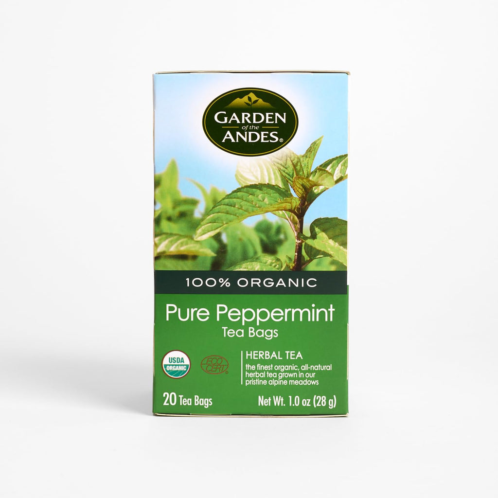 Garden of the Andes - Peppermint Tea - 6 x 20 Tea Bags (120 Count) - USDA Organic Caffeine-Free Herbal Infusion - Refreshing menthol aroma and digestive support