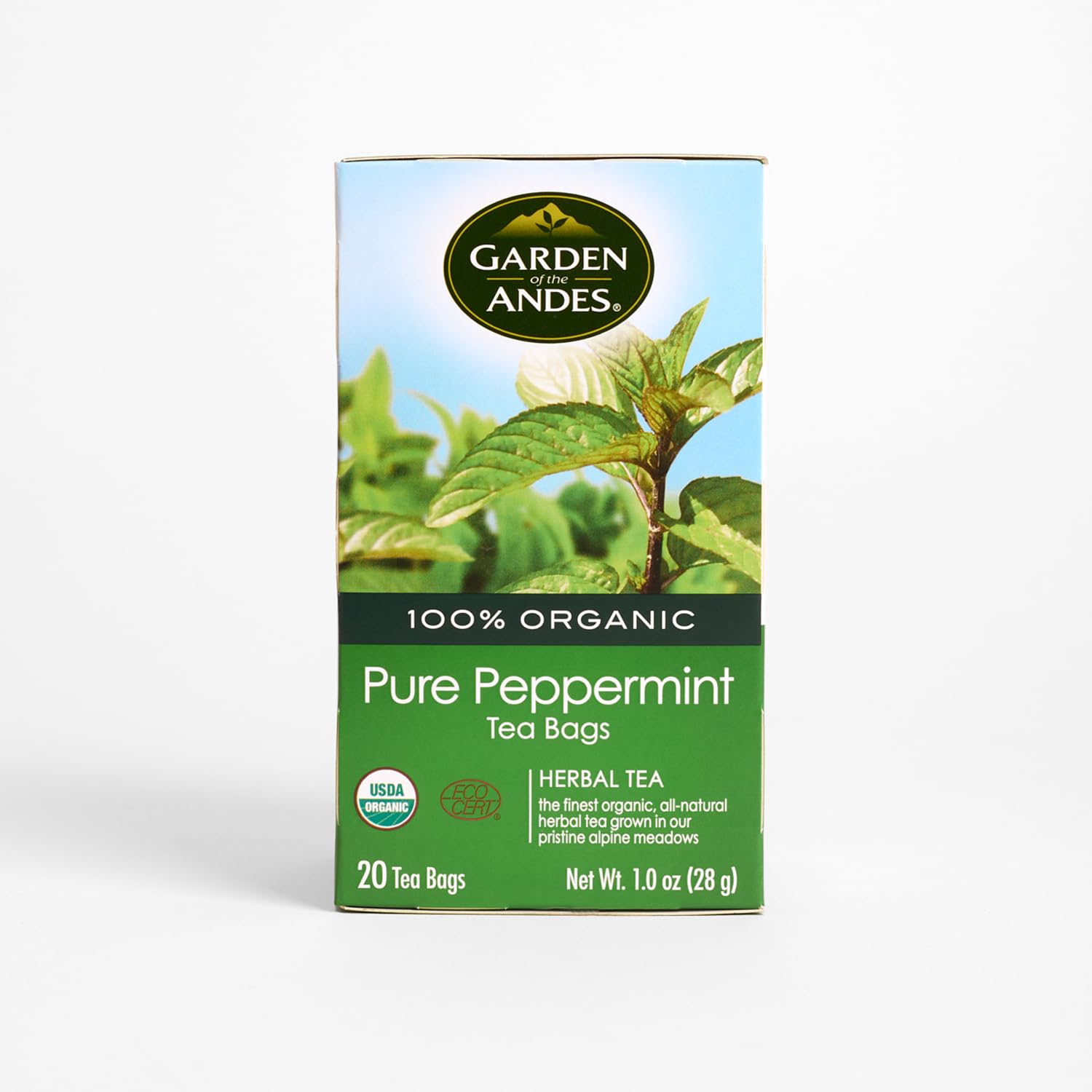 Garden of the Andes - Peppermint Tea - 6 x 20 Tea Bags (120 Count) - USDA Organic Caffeine-Free Herbal Infusion - Refreshing menthol aroma and digestive support
