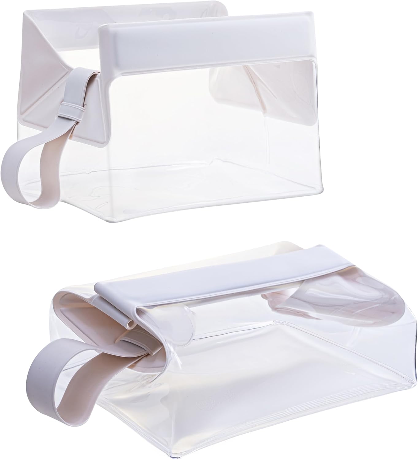 TSA Approved Clear TPU Toiletry Bag with Magnetic Closure Leak Resistant Makeup Bag Cosmetic Pouch Dopp Kit Travel Essentials Bag Magnetic Travel Container Organizer Pouch (Beige)