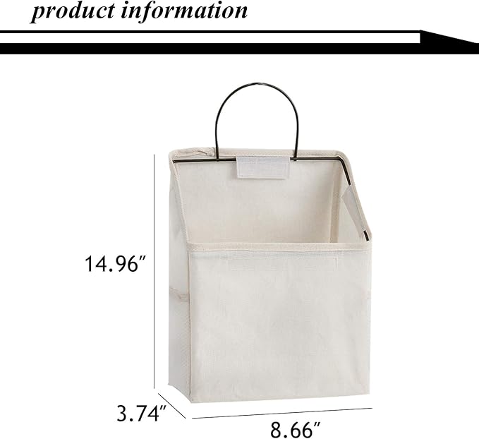 2 Pcs Wall-hanging Storage Bags,Desktop Organizer Basket Cotton Linen Hanging Storage Basket for Kitchen,Bderoom,Living Room (black)