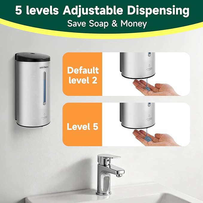 Professional 750ml Automatic Wall-Mounted Soap Dispenser with Anti-Corrosion Coating (Brushed Stainless Steel)