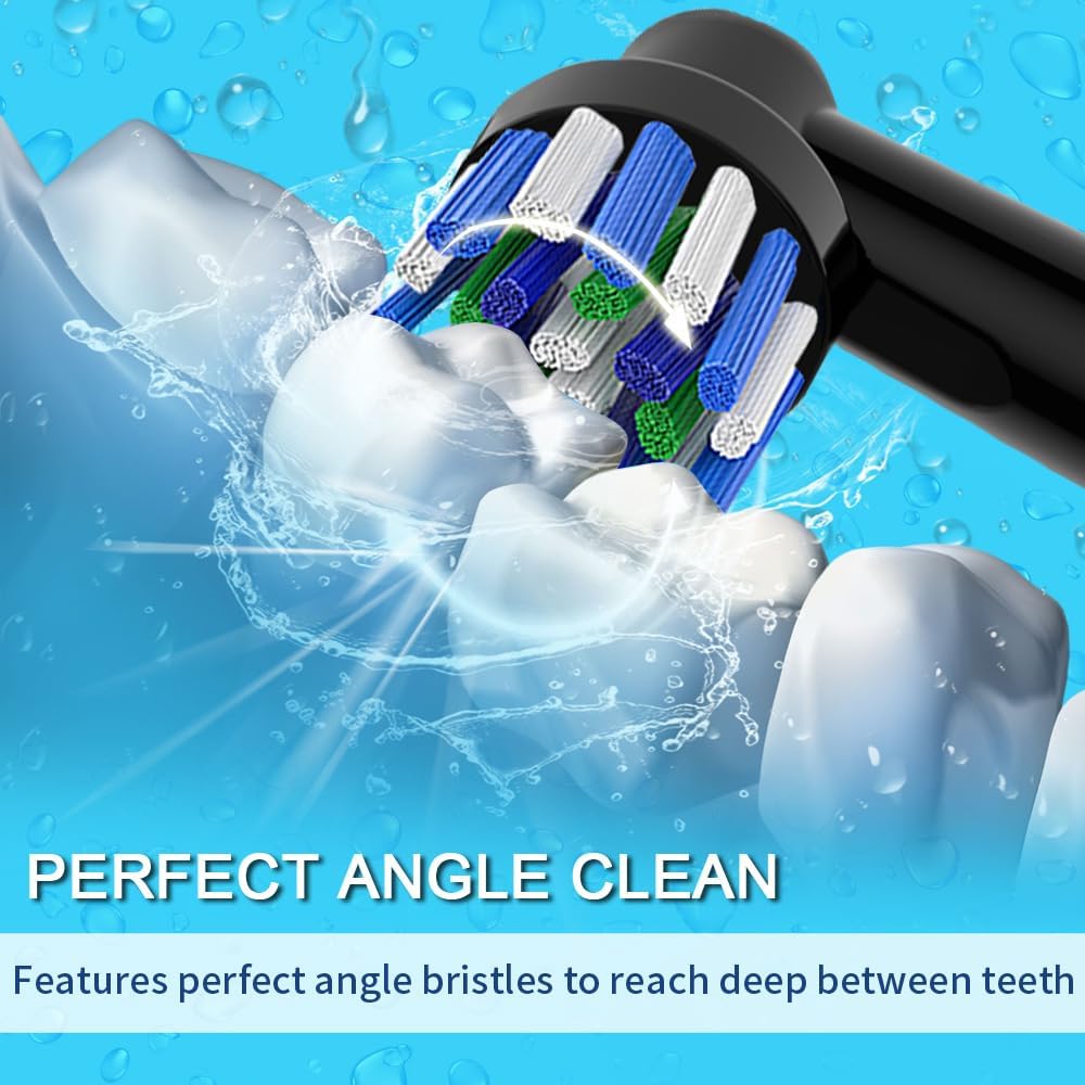 8pcs Replacement Heads Compatible with Oral B Electric Toothbrush, 4pcs Precision Clean and 4pcs Cross Clean Brush Heads, Black