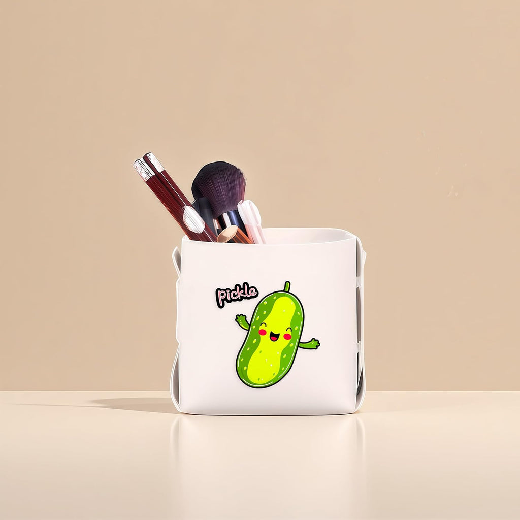 Pickle Makeup Brush Holder, Decorative Desk Organizer for Jewelry Pen Pencil Glasses Storage, Pickle Lovers Themed Gifts Stuff For Girls Teens Kids Women!
