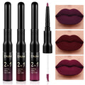evpct 3Pcs Dark Red Purple Plum Matte Liquid Lipstick and Lip Liner Set for Women Matte Burgundy Lip Tint Stain Long Lasting Waterproof, Black Cherry Blood Red Mauve Brown Gothic Goth Lipsticks Makeup