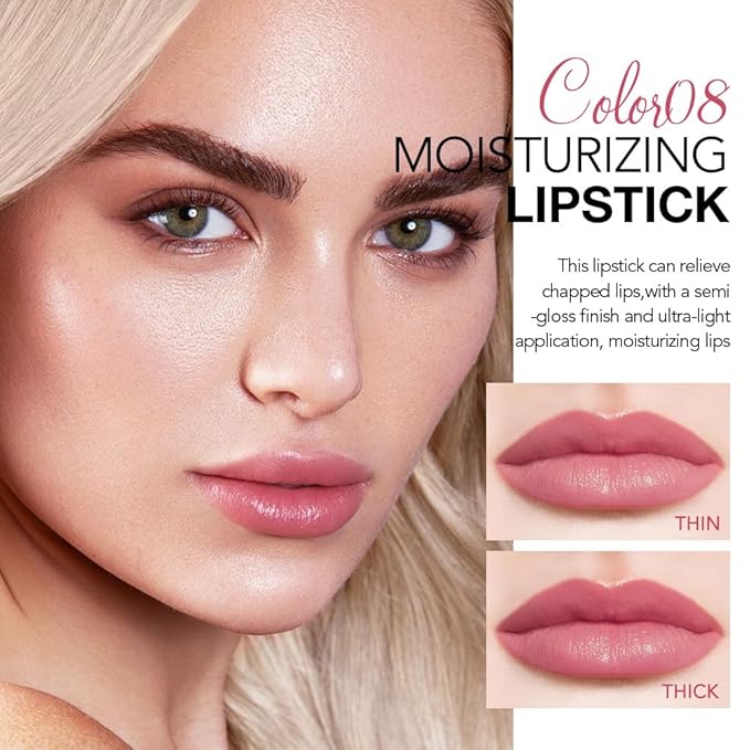 Tinted Lip Balm Moisturizing Lipstick, Peach Pink Hydrating Lipstick for Women, 24 Hour Long Lasting Moisturization Lip Gloss Stain Makeup, Lightweight Non Greasy Moisturizer Lips, 08