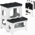 2 Step Stool Foldable, Non-Slip Steps, Folding Step Stool for Adults & Kids, Plastic Stool Pool Ladder, Collapsible Stools 2 Step Ladder for Kitchen Toilet Bedroom Office RV, Holds 330 lbs