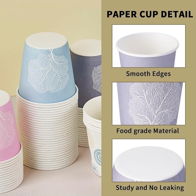Tamone 600 Pack 3 oz Bathroom Cups, Small Paper Cups with Tree, Mouthwash Cups, Disposable Paper Cups,pink, green, gray, 3oz Paper Cups for Party, Picnic, BBQ, Travel, Home and Event